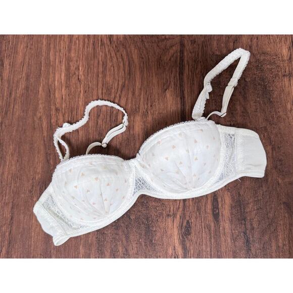 Mimi Holliday Womens White Hearts Bra 36 A - Picture 1 of 5